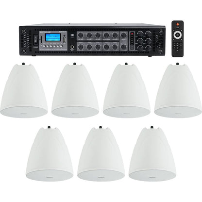 PEN-65T White 7-Pack + RCS180-6 6-Zone 180W Amp Bundle