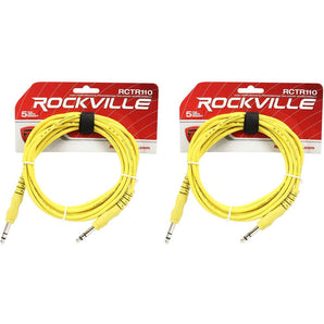 2 Rockville RCTR110Y Yellow 10' 1/4'' TRS to 1/4'' TRS  Cable 100% Copper