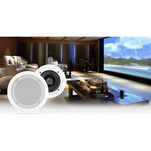 Pair Rockville HC55 White 5.25" 300 Watt In-Ceiling Home Theater Speakers 8 Ohm