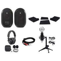 Pair 104 Powered Studio Monitors w/Bluetooth + Headphones + Mic + Stand 104SET-BT