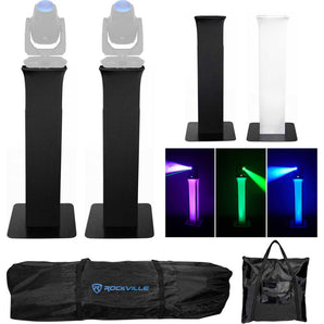 (2) Totem Stands+Black+White Scrims For (2) Chauvet Maverick Mk 2 Profile Lights