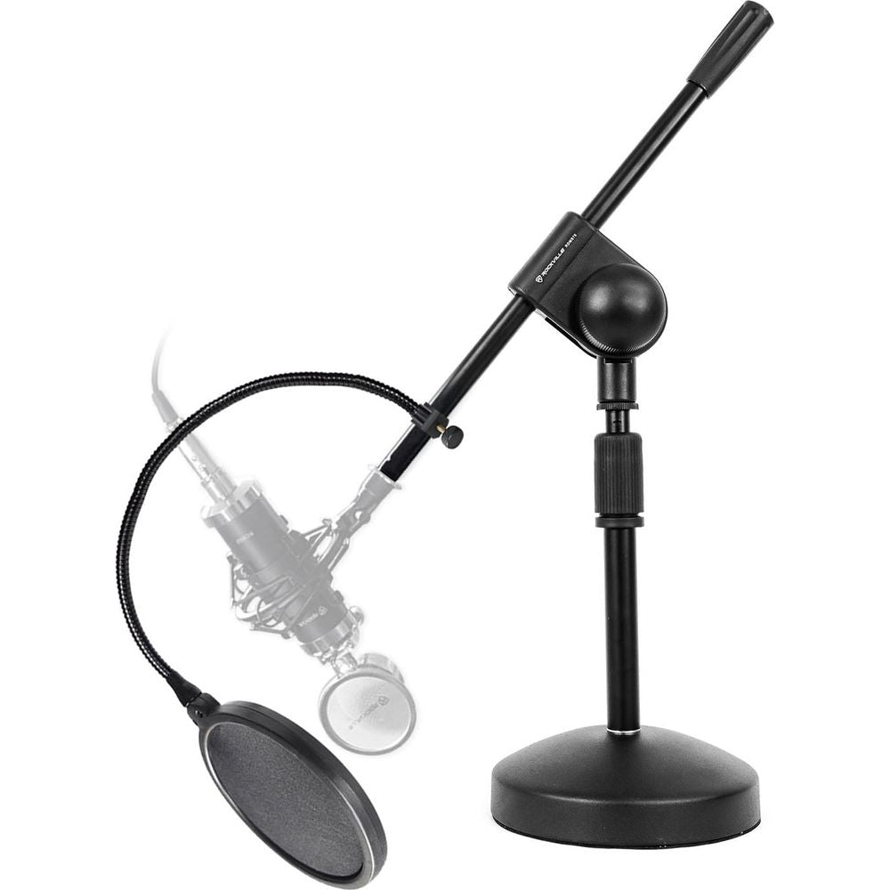 Desktop Boom Mic Stand + Metal Pop Filter Bundle