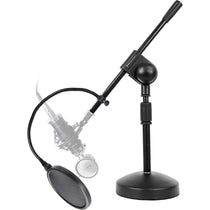 Desktop Boom Mic Stand + Metal Pop Filter Bundle
