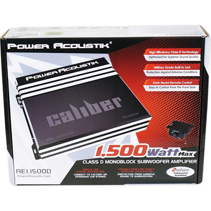 Power Acoustik RE1-1500D 1500 Watt Mono Amplifier Car Audio Amp+Wire Kit