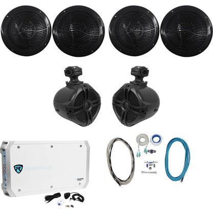 (4) RMC80B 8" 1600W Marine Speakers + (2) RWB70B Wakeboards + RXM-S6 Amp + Wire Kit