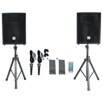 Rockville RPG2X10 Box 1 includes 2 800w Passive DJ PA Speakers+2 Stands+2 Mics+Cables