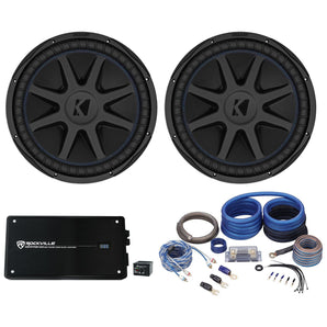 (2) Kicker 44CVX154 Comp VX CVX 15" 2000w RMS Car Subwoofers+Amplifier+Amp Kit