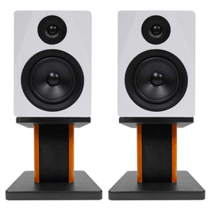 (2) Rockville APM5W 5.25" 250W Powered USB Studio Monitor Speakers+Wood Stands