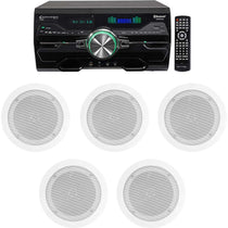 DV4000 4000W Bluetooth Home Theater DVD Receiver w/(6) 5.25" White Ceiling Speakers