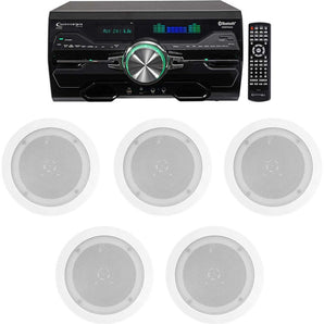 DV4000 4000w Bluetooth Home Theater DVD Receiver+5) 5.25" White Ceiling Speakers