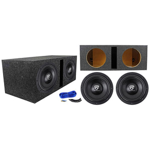 (2) Rockville W10K6D2 V2 10" 4000w Car Audio Subwoofers+Vented Sub Box Enclosure