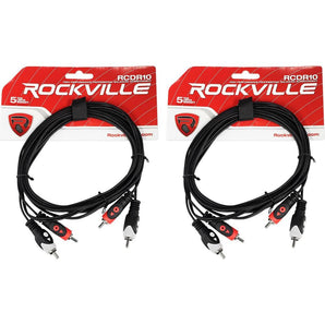 2 Rockville RCDR10B 10' Dual RCA to Dual RCA Patch Cable 100% Copper