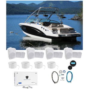 Rockville RGHR2 Marine Bluetooth Receiver+Remote+8) 6.5" Boat Speakers+Amplifier