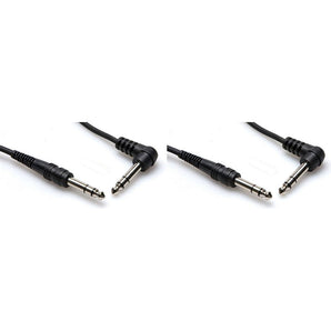 2 Hosa CSS-115R 1/4" TRS-1/4" TRS Right Angle Balanced Interconnect Audio Cables