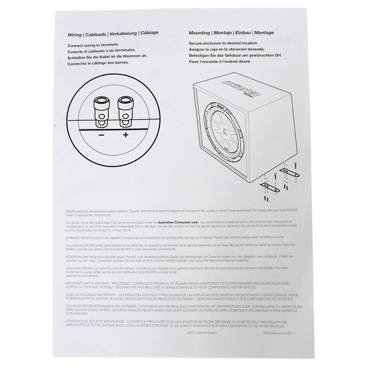 43TC104 Comp 10" Subwoofer in Sub Box Enclosure with Amplifier and Amp Wire Kit