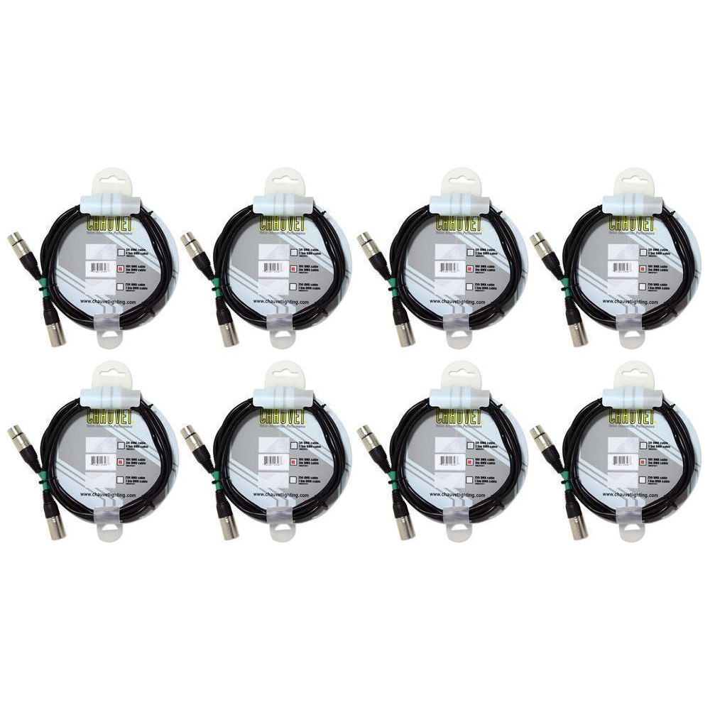 (8) DMX3P10FT 10 Ft 3-Pin DMX Cables