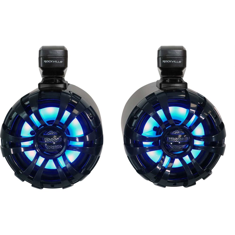 WB65KLED Black 6.5" LED Wakeboard Speakers 2-Pack + KRYPTON MF3 Amplifier Bundle