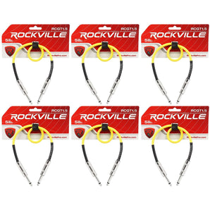 6 Rockville RCGT1.5Y 1.5'  1/4" TS to 1/4'' TS Guitar/Instrument Cable