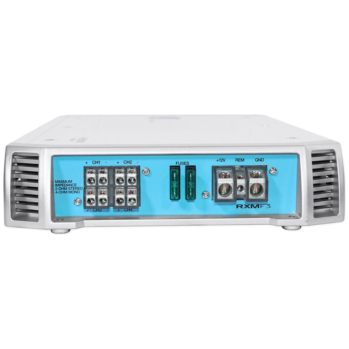 RXM-F3 Marine 4-Ch Amp + RMWK4 Marine Amp Kit Bundle
