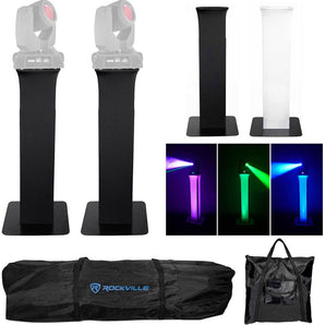 (2) Totem Stands+Black+White Scrims For (2) Chauvet Rogue RX2 Beam Lights