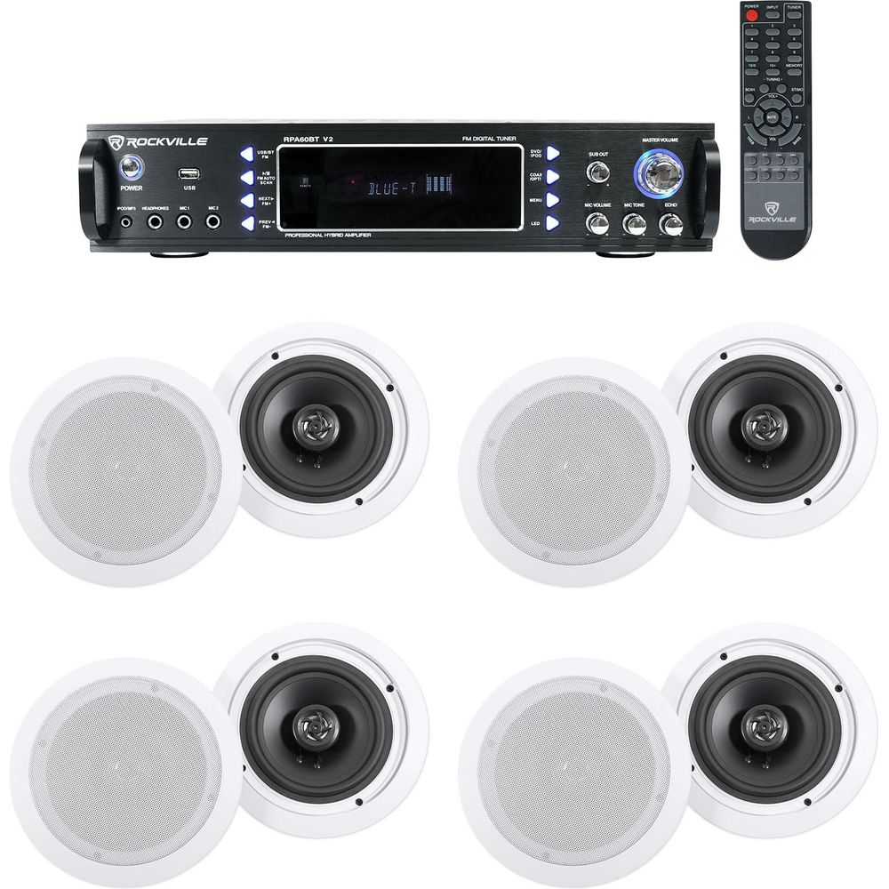 RPA60BT 8-Pack + HC655-16 White Ceiling Speakers Bundle 4 COMM