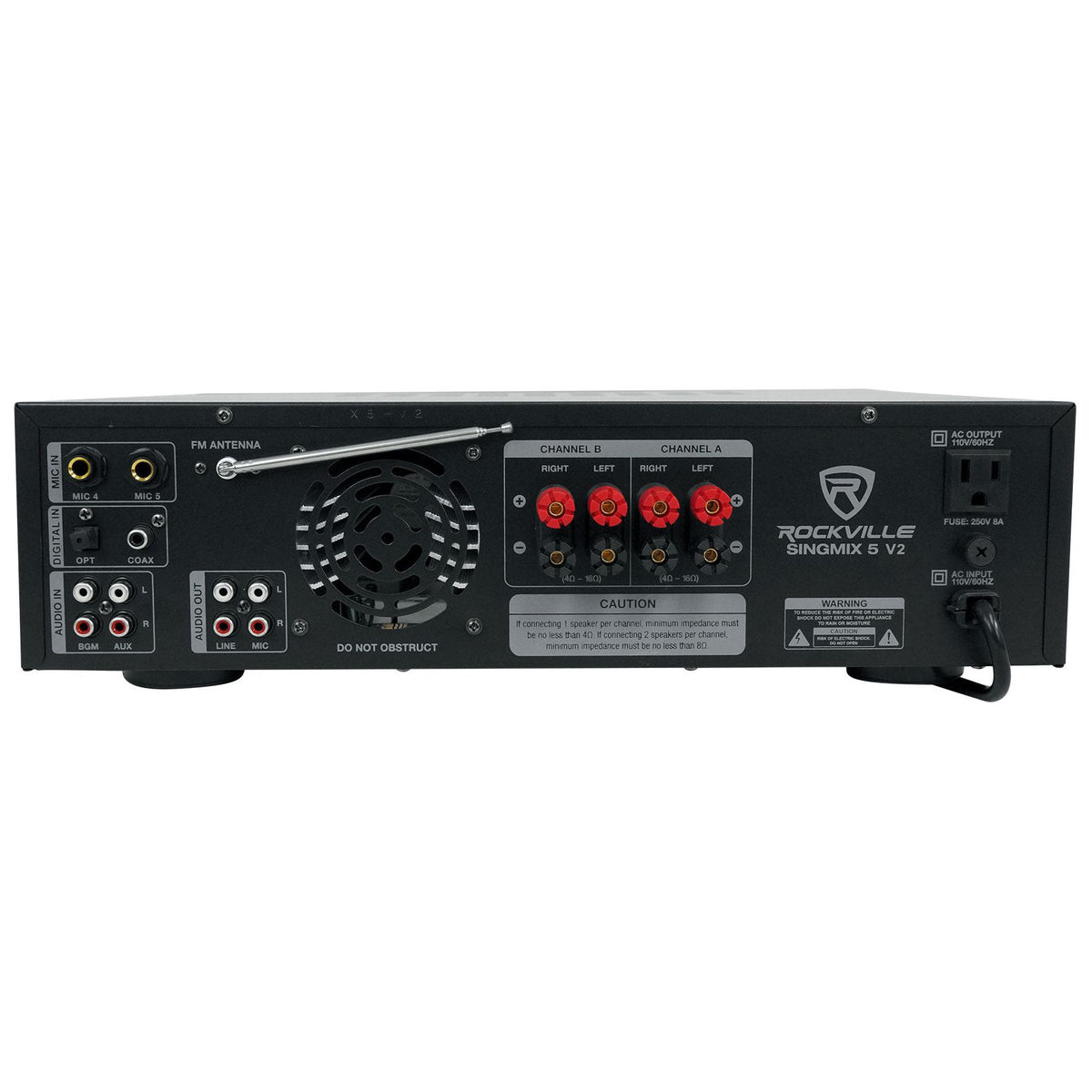Rockville SINGMIX 5 Bluetooth Home Receiver Amp+(4) 6.5" Bookshelf Speakers