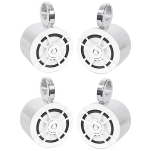 (4) Kenwood KFC-1633MRW 200w 6.5" Marine Boat Chrome Wakeboard Tower Speakers