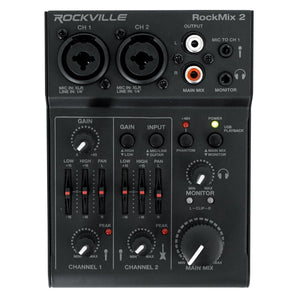 Rockville RockMix 2 USB Computer Recording Interface/EQ 2-Channel Pro Mixer