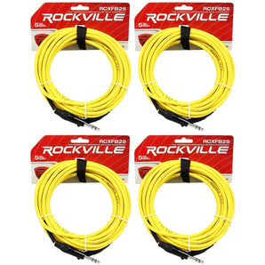 4 Rockville RCXFB25Y Yellow 25' Female REAN XLR to 1/4'' TRS Balanced Cables OFC