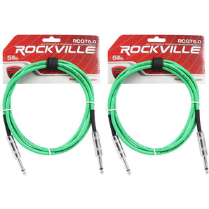 2 Rockville RCGT6.0G 6'  1/4" TS to 1/4'' TS Guitar/Instrument Cable