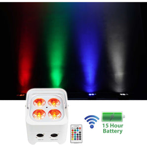 Rockville BEST PAR 50 White Battery Powered Wash Up-Light Wireless DMX+RGBWA+UV