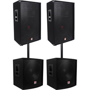 (2) Rockville RSG15 15” 3000w Passive DJ/Pro Audio PA Speaker+(2) 15" Subwoofers