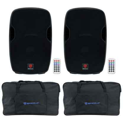 (2) BPA15 15" Bluetooth 1600W DJ PA Speakers+Weatherproof Speaker Bags