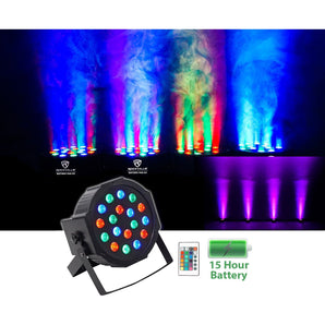 (8) Rockville BATTERY PAR 50 Rechargeable LED DMX DJ Club Wash Up-Lights+Remote