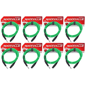 8 Rockville RCXFB10G Green 10' Female REAN XLR to 1/4'' TRS Balanced Cables OFC