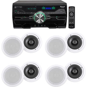 DV4000 4000w Bluetooth Home Theater DVD Receiver+8) 6.5" White Ceiling Speakers