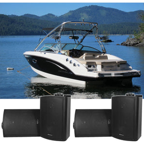 (4) Rockville HP5S-8 Black 5.25" Marine Box Swivel Speakers For Boats