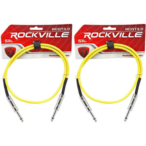 2 Rockville RCGT3.0Y 3'  1/4" TS to 1/4'' TS Guitar/Instrument Cable