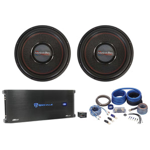 2 American Bass HAWK 1544 15" 1500w RMS Subwoofers+Mono Amplifier+Copper Amp Kit