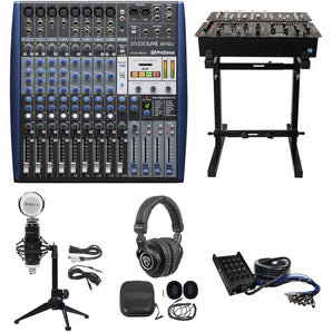 Presonus StudioLive AR16C 16-Ch USB Live Sound/Studio Mixer+Headphones+Stand+Mic