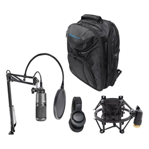 Audio Technica Podcast Podcasting Pack wUSB Microphone+Headphones+Boom+Backpack