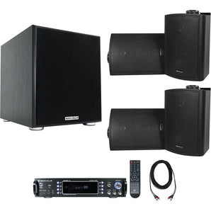 Rockville Bluetooth Home Audio System w/Receiver+(4) Wall Speakers+10" Subwoofer