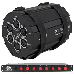 American DJ D6-Branch 6-Way DMX Splitter w/ 3-Pin In/Out+Truss Mount+Power Strip